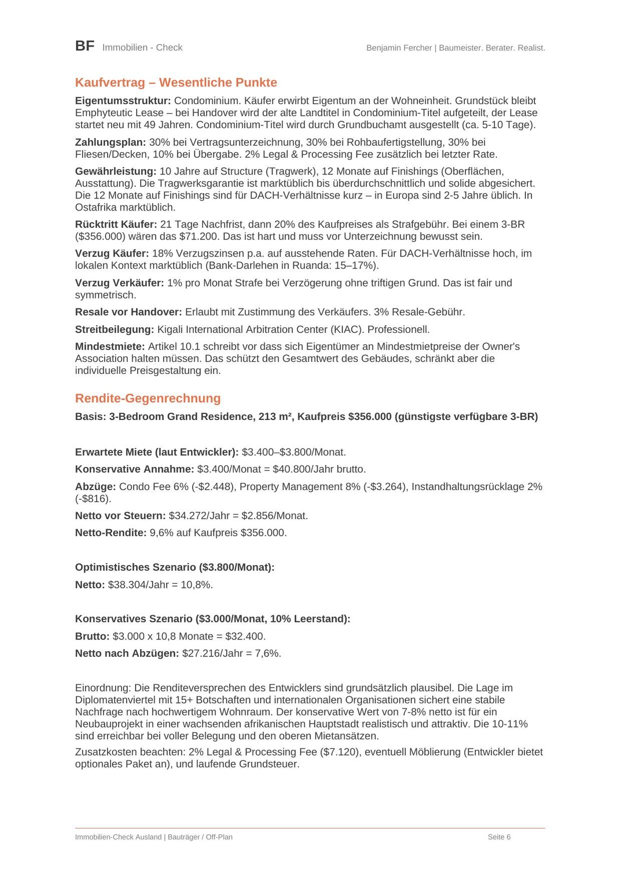 Beispielseite Kaufvertrag und Rendite